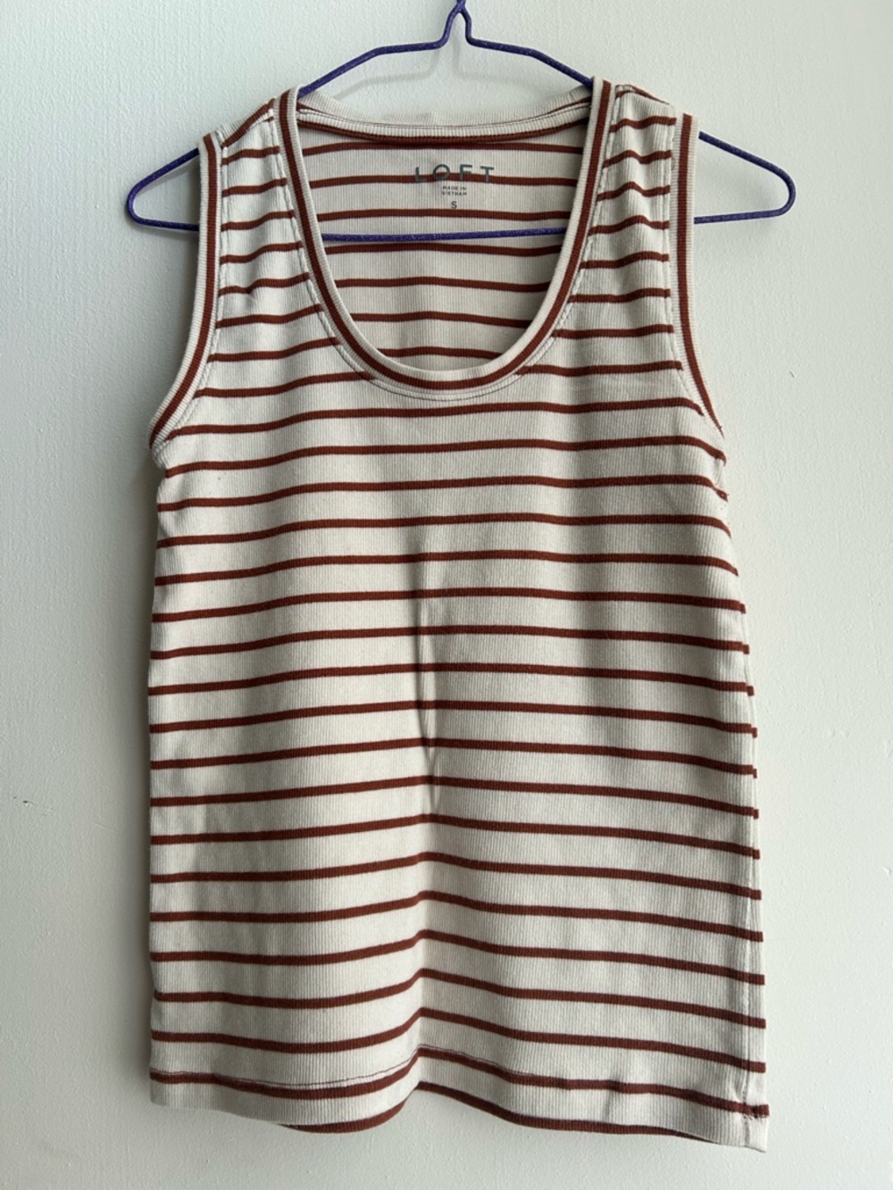 LOFT Cream Tank with Stripes